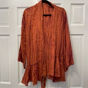 Free People Sasha Tie Dye Cotton Blend Balloon Sleeve Kimono